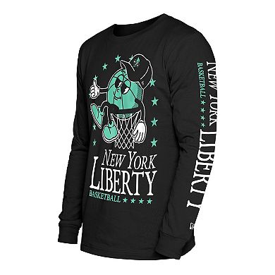 Men's New Era Black New York Liberty Old School Sport Long Sleeve T-Shirt