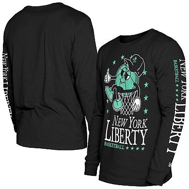 Men's New Era Black New York Liberty Old School Sport Long Sleeve T-Shirt