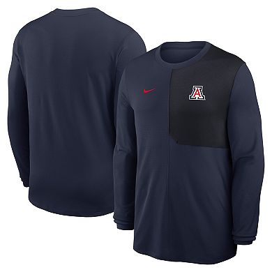 Men's Nike Navy Arizona Wildcats 2025 Sideline Coach UV Performance Long Sleeve T-Shirt