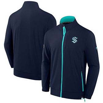 Men's Fanatics Deep Sea Blue Seattle Kraken Authentic Pro Full-Zip Coaches Jacket