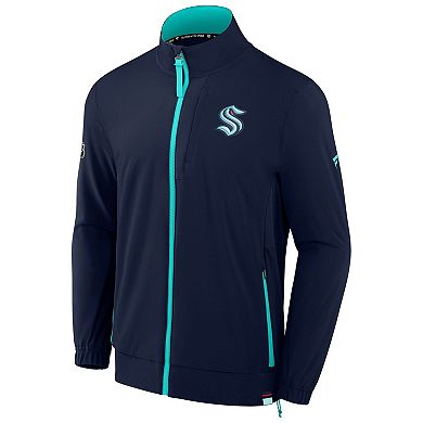 Men's Fanatics Deep Sea Blue Seattle Kraken Authentic Pro Full-Zip Coaches Jacket