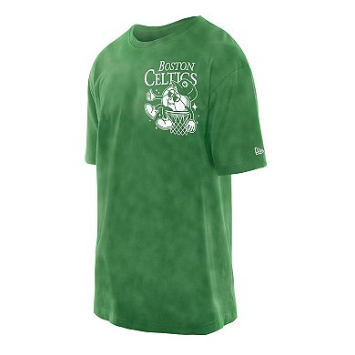 Men's New Era Kelly Green Boston Celtics Old School Sport Enzyme Wash Oversized T-Shirt