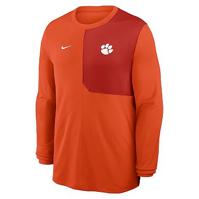 Men's Nike Orange Clemson Tigers 2025 Sideline Coach UV Performance Long Sleeve T-Shirt