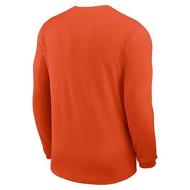 Men's Nike Orange Clemson Tigers 2025 Sideline Coach UV Performance Long Sleeve T-Shirt