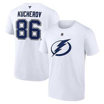 Men's Fanatics Nikita Kucherov White Tampa Bay Lightning Authentic Stack Name & Number T-Shirt