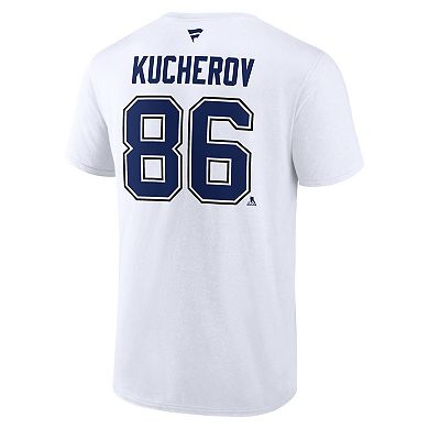 Men's Fanatics Nikita Kucherov White Tampa Bay Lightning Authentic Stack Name & Number T-Shirt