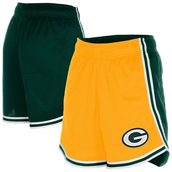Women's New Era Gold/Green Green Bay Packers Sport Classics Mesh Shorts