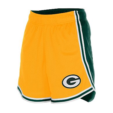 Women's New Era Gold/Green Green Bay Packers Sport Classics Mesh Shorts