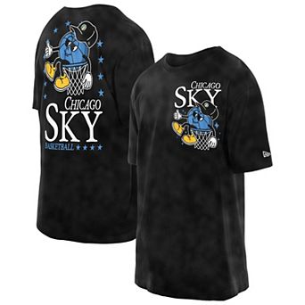 Men's New Era Black Chicago Sky Old School Sport Enzyme Wash Oversized T-Shirt