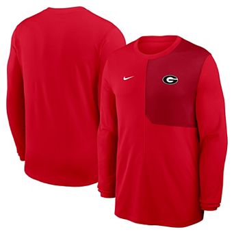 Men's Nike Red Georgia Bulldogs 2025 Sideline Coach UV Performance Long Sleeve T-Shirt
