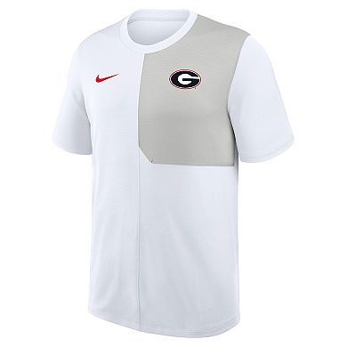 Men's Nike White Georgia Bulldogs 2025 Sideline UV Performance Coach T-Shirt