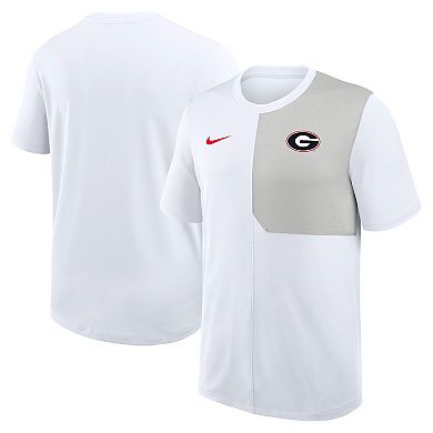 Men's Nike White Georgia Bulldogs 2025 Sideline UV Performance Coach T-Shirt
