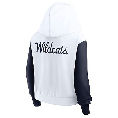 Women's Nike White Arizona Wildcats Cropped Beyond Capability Color-Block Script Full-Zip Hoodie