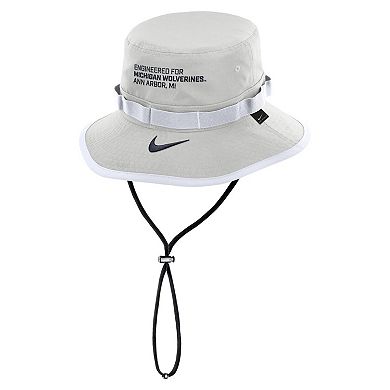 Men's Nike Gray Michigan Wolverines 2025 Sideline Apex Boonie Performance Bucket Hat