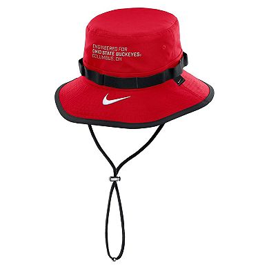Men's Nike Scarlet Ohio State Buckeyes 2025 Sideline Apex Boonie Performance Bucket Hat
