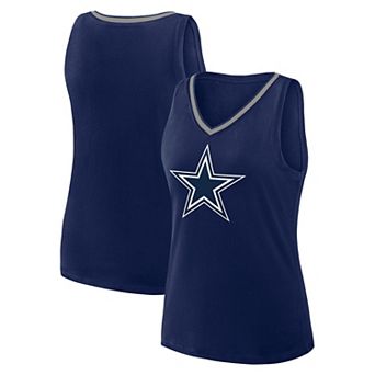 Women's Navy Dallas Cowboys Stellar Win V-Neck Tank Top