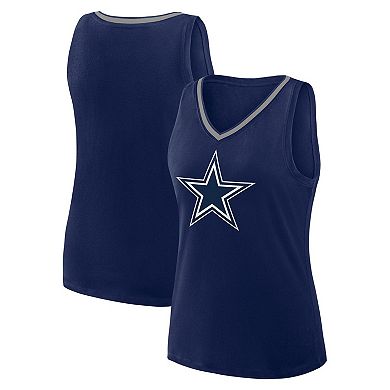 Women's Logo Athletic Navy Dallas Cowboys Stellar Win V-Neck Tank Top