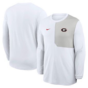 Men's Nike White Georgia Bulldogs 2025 Sideline Coach UV Performance Long Sleeve T-Shirt