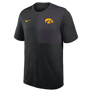 Men's Nike Black Iowa Hawkeyes 2025 Sideline UV Performance Coach T-Shirt
