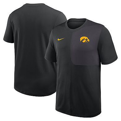 Men's Nike Black Iowa Hawkeyes 2025 Sideline UV Performance Coach T-Shirt