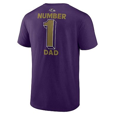Men's Purple Baltimore Ravens #1 Dad Jersey T-Shirt