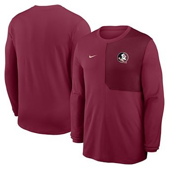 Men's Nike Garnet Florida State Seminoles 2025 Sideline Coach UV Performance Long Sleeve T-Shirt