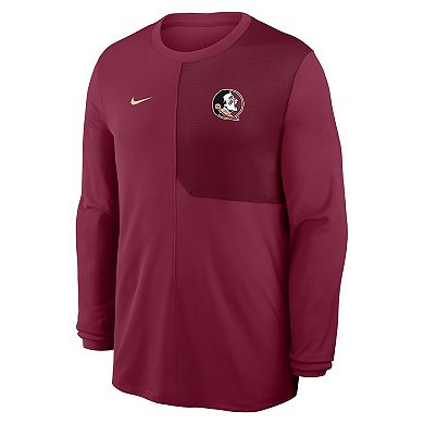 Men's Nike Garnet Florida State Seminoles 2025 Sideline Coach UV Performance Long Sleeve T-Shirt