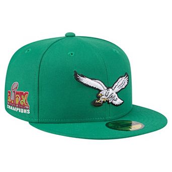Men's New Era Kelly Green Philadelphia Eagles Super Bowl LIX Champions Historic Side Patch 59FIFTY Fitted Hat
