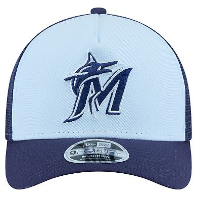Men's New Era Light Blue/Navy Miami Marlins 2-Tone Color Pack 9FORTY Adjustable Trucker Hat