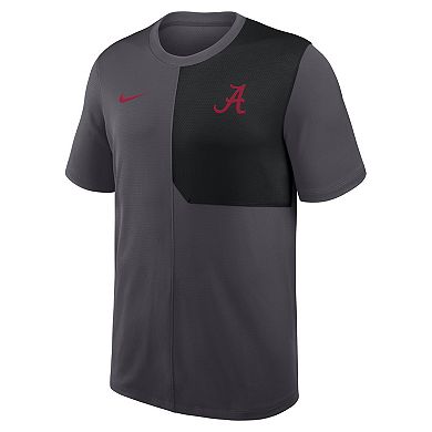 Men's Nike Anthracite Alabama Crimson Tide 2025 Sideline UV Performance Coach T-Shirt