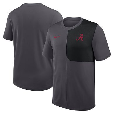 Men's Nike Anthracite Alabama Crimson Tide 2025 Sideline UV Performance Coach T-Shirt