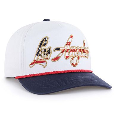 Men's '47 White Los Angeles Dodgers Patriotic Overhand Hitch Adjustable Hat
