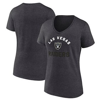 Women's Heather Charcoal Las Vegas Raiders Unrivaled V-Neck T-Shirt
