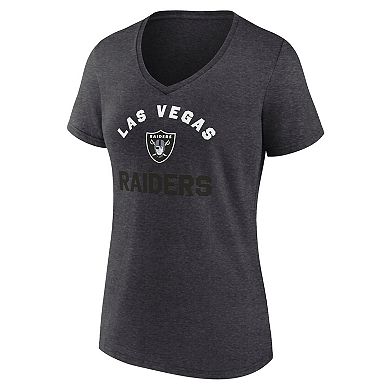 Women's Logo Athletic Heather Charcoal Las Vegas Raiders Unrivaled V-Neck T-Shirt