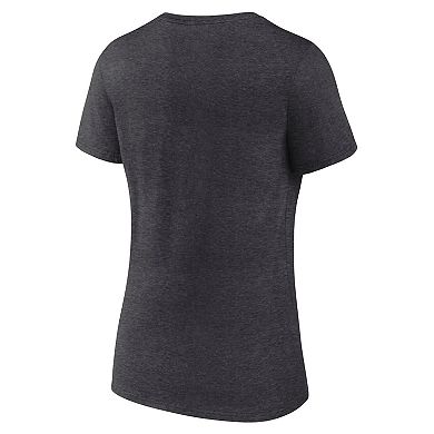 Women's Logo Athletic Heather Charcoal Las Vegas Raiders Unrivaled V-Neck T-Shirt