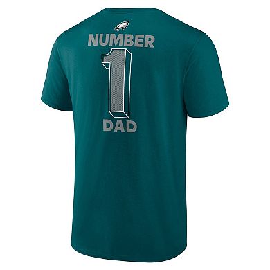 Men's Green Philadelphia Eagles #1 Dad Jersey T-Shirt