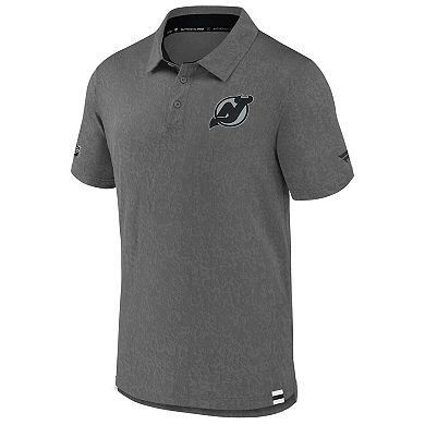Men's Fanatics Gray New Jersey Devils Authentic Pro Tonal Logo Jacquard Polo