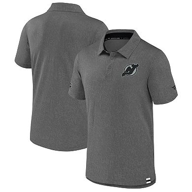 Men's Fanatics Gray New Jersey Devils Authentic Pro Tonal Logo Jacquard Polo