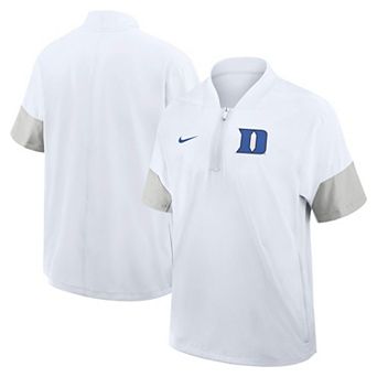 Men's Nike White Duke Blue Devils 2025 Sideline Short Sleeve Quarter-Zip Coach Jacket