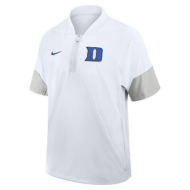 Men's Nike White Duke Blue Devils 2025 Sideline Short Sleeve Quarter-Zip Coach Jacket