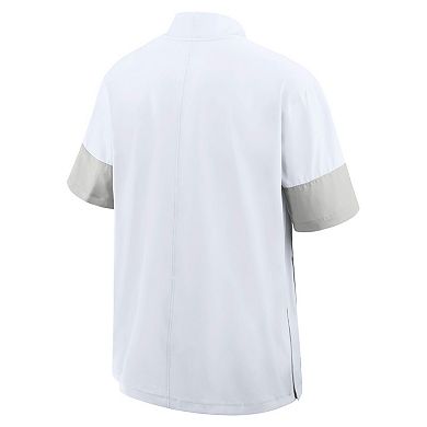 Men's Nike White Duke Blue Devils 2025 Sideline Short Sleeve Quarter-Zip Coach Jacket