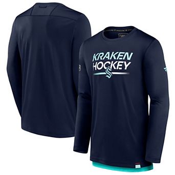 Men's Fanatics Deep Sea Blue Seattle Kraken Authentic Pro Tech Long Sleeve T-Shirt