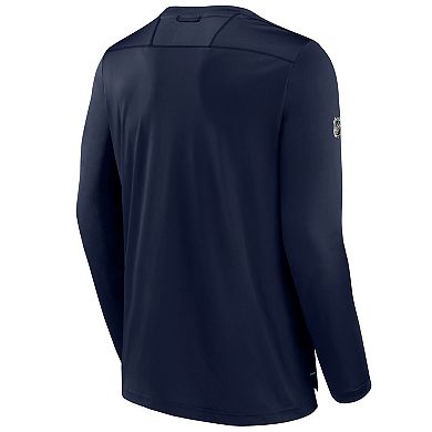 Men's Fanatics Deep Sea Blue Seattle Kraken Authentic Pro Tech Long Sleeve T-Shirt
