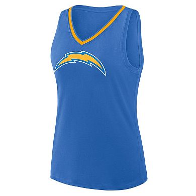 Women's Logo Athletic Powder Blue Los Angeles Chargers Stellar Win V-Neck Tank Top