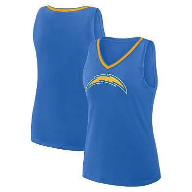 Women's Logo Athletic Powder Blue Los Angeles Chargers Stellar Win V-Neck Tank Top