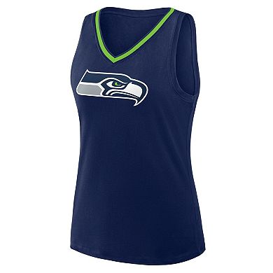 Women's Logo Athletic College Navy Seattle Seahawks Stellar Win V-Neck Tank Top