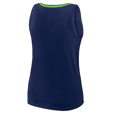 Women's Logo Athletic College Navy Seattle Seahawks Stellar Win V-Neck Tank Top