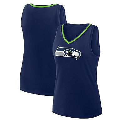 Women's Logo Athletic College Navy Seattle Seahawks Stellar Win V-Neck Tank Top