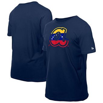 Men's New Era Navy Atlanta Braves Dominican Republic Flag Logo T-Shirt