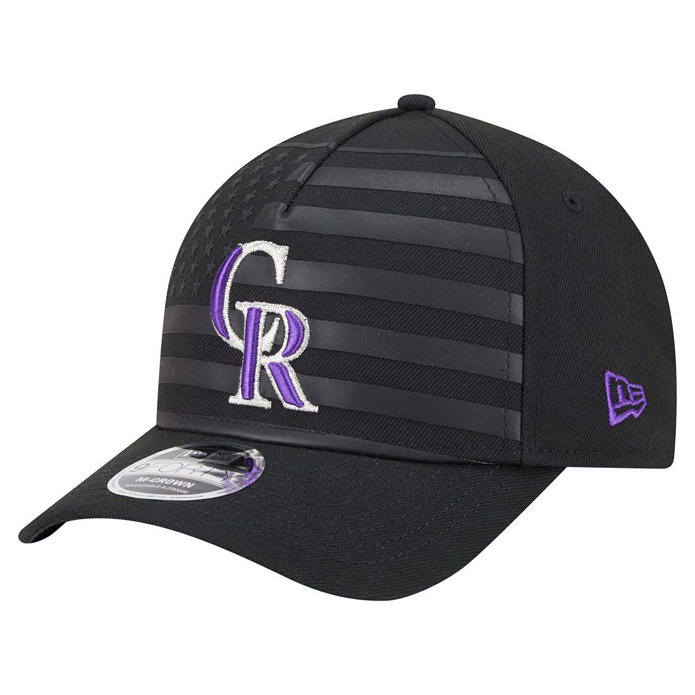 Men's New Era Black Colorado Rockies American Flag 9FORTY M-Crown